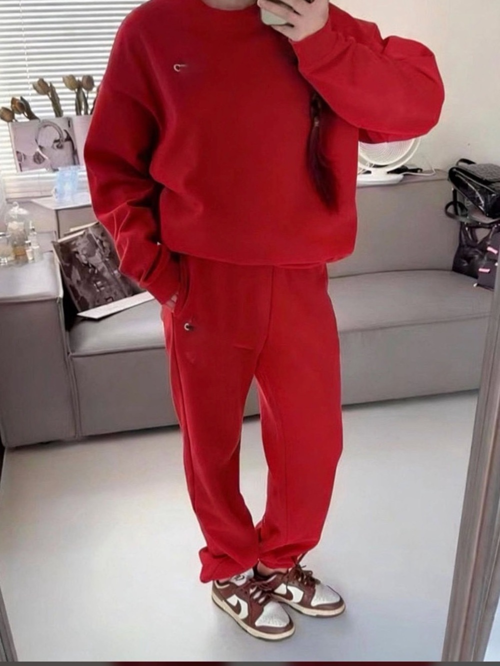 Red Women's Lounge Sweatpants Set - Casual Cozy Fit
